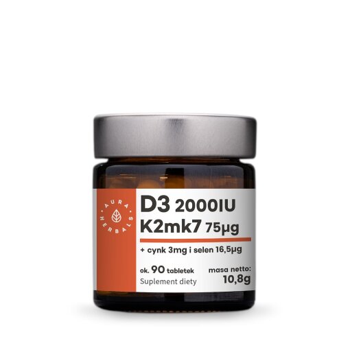 AURA HERBALS Vitamin D3 + K2 + Zinc + Selenium (90 tabs)