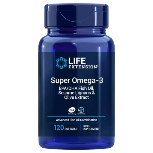 LIFE EXTENSION Super Omega-3 EPA/DHA with Sesame Lignans & Olive Extract EU version (120 enteric coated sgels)