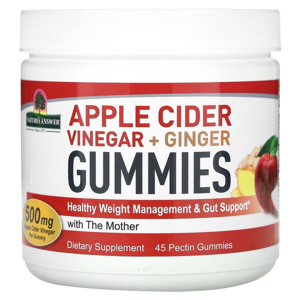 Äppelcidervinäger + Ingefära Gummies – 45 pektingodis