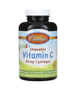 Carlson Labs - Barnens tuggtabletter med C-vitamin naturlig mandarin-smak + 250 mg