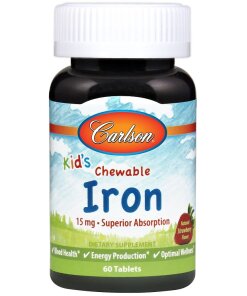Carlson Labs - Barnens tuggtabletter med järn 15 mg jordgubbssmak + 60 tabletter