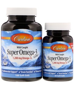 Carlson Labs - Vildfångade Super Omega-3-pärlor + 130 mjuka kapslar