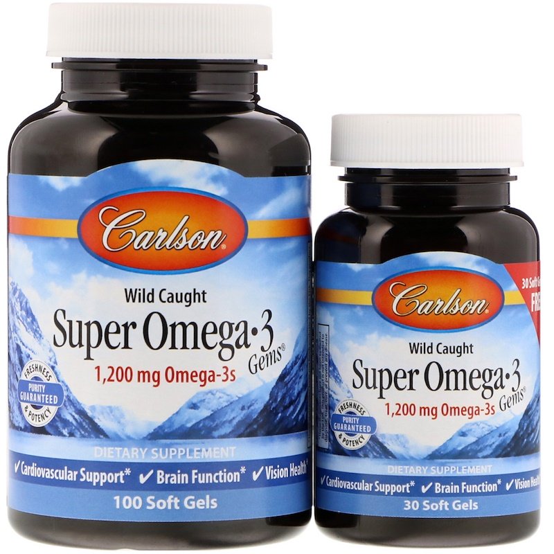 Carlson Labs - Vildfångade Super Omega-3-pärlor + 130 mjuka kapslar