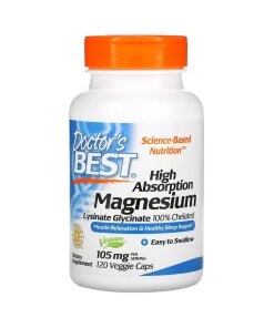 Doctor's Best - Magnesium med hög upptagningsförmåga 100 mg + 120 vegetariska kapslar