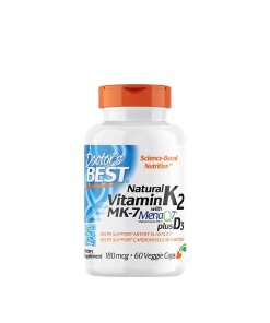 Doctor's Best - Naturlig Vitamin K2 MK7 med MenaQ7 Plus D3 180 µg + 60 vegetariska kapslar