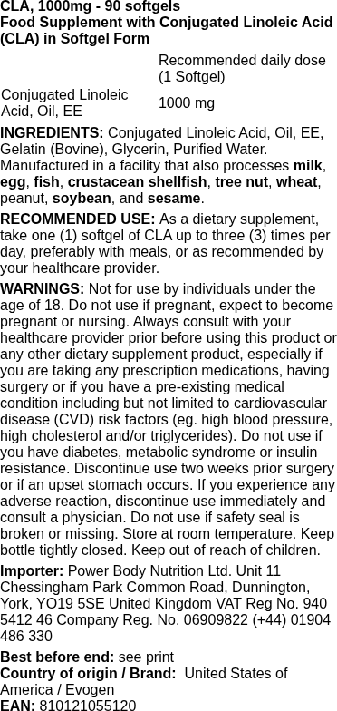 Evogen - CLA 1000 mg, 90 softgels - Afbeelding 2
