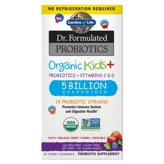 Garden of Life - Dr. Formulerade Probiotika Kids+ Bär- och körsbärssmak + 30 tuggtabletter