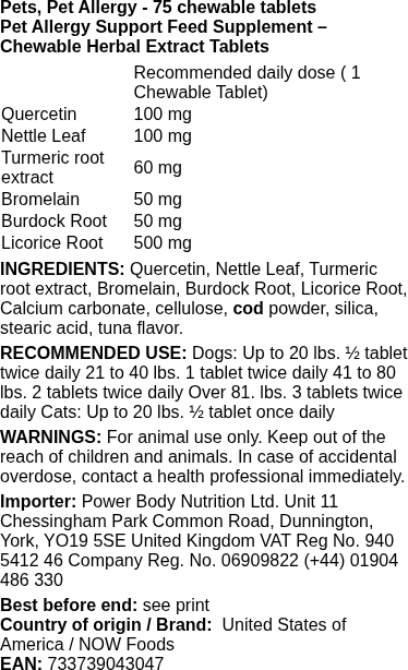 Husdjursallergi – 75 tuggtabletter