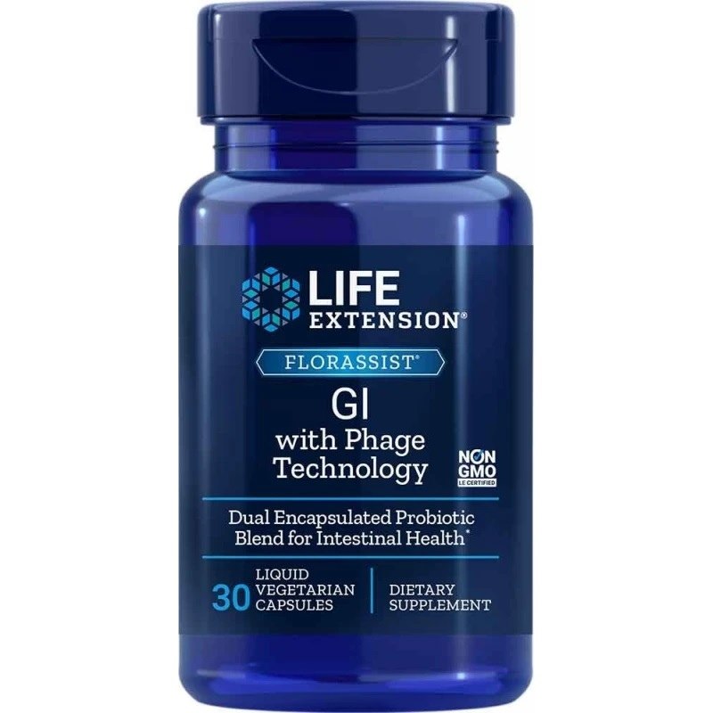 Life Extension - Florassist GI med bakteriofagsteknologi + 30 flytande Vcaps