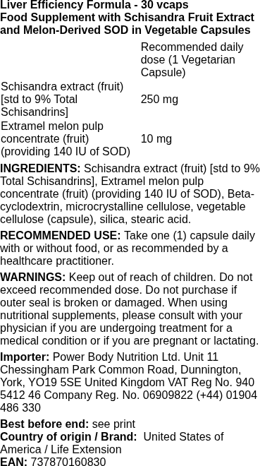 Life Extension - Lever Efficiëntie Formule, 30 capsules - Afbeelding 2