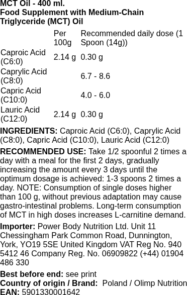 Olimp - MCT Olie 400 ml - Afbeelding 2
