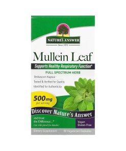 Mullein Leaf 500 mg – 90 Vegetabiliska Kapslar