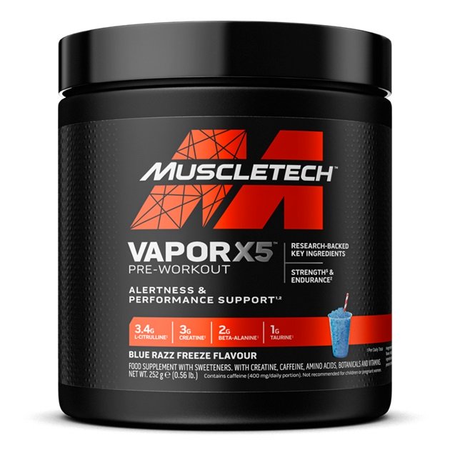MuscleTech - Vapor X5 Före träning Blå Hallon + 252g