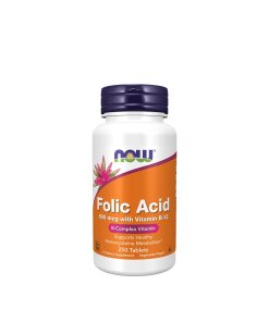 NOW - Folsyra med vitamin B12 + 800 µg - 250 tabletter