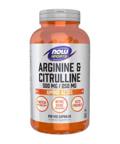 NOW Foods - Arginin och citrullin + 240 vegetariska kapslar