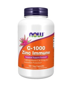 NOW Foods - C-1000 med zink för immunstöd + 180 vegetabiliska kapslar