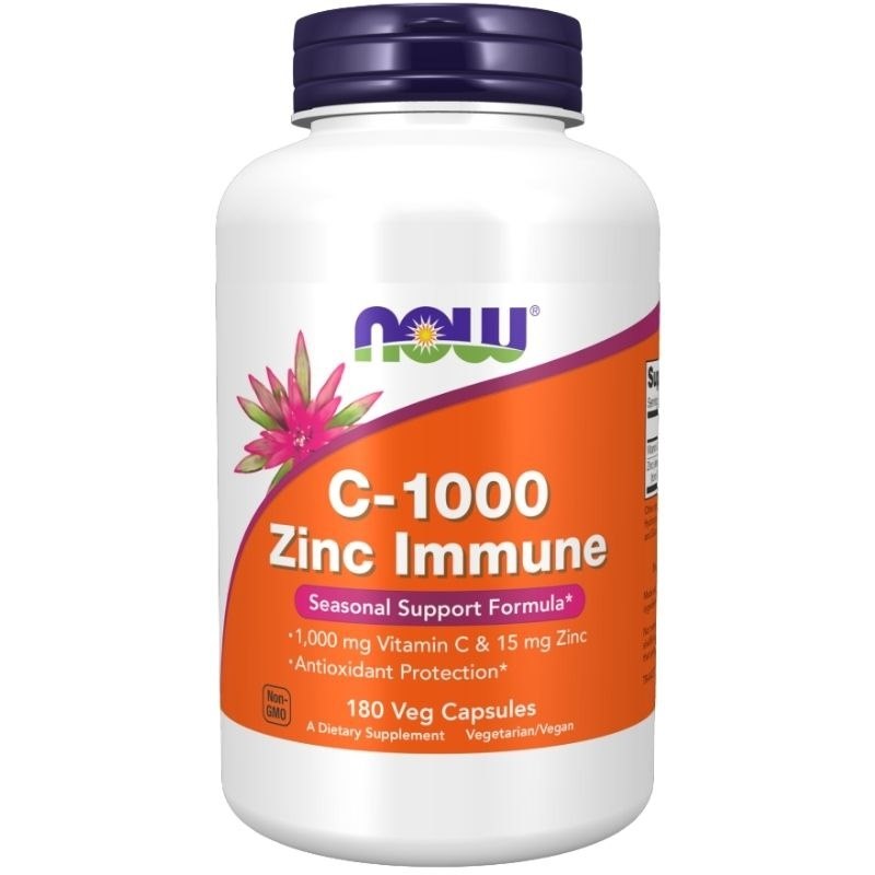 NOW Foods - C-1000 med zink för immunstöd + 180 vegetabiliska kapslar