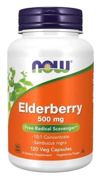 NOW Foods - Fläderbär 500 mg + 120 veganska kapslar