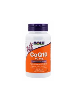 NOW Foods - Koenzym Q10 med Omega-3 60 mg per kapsel + 60 mjuka gelkapslar