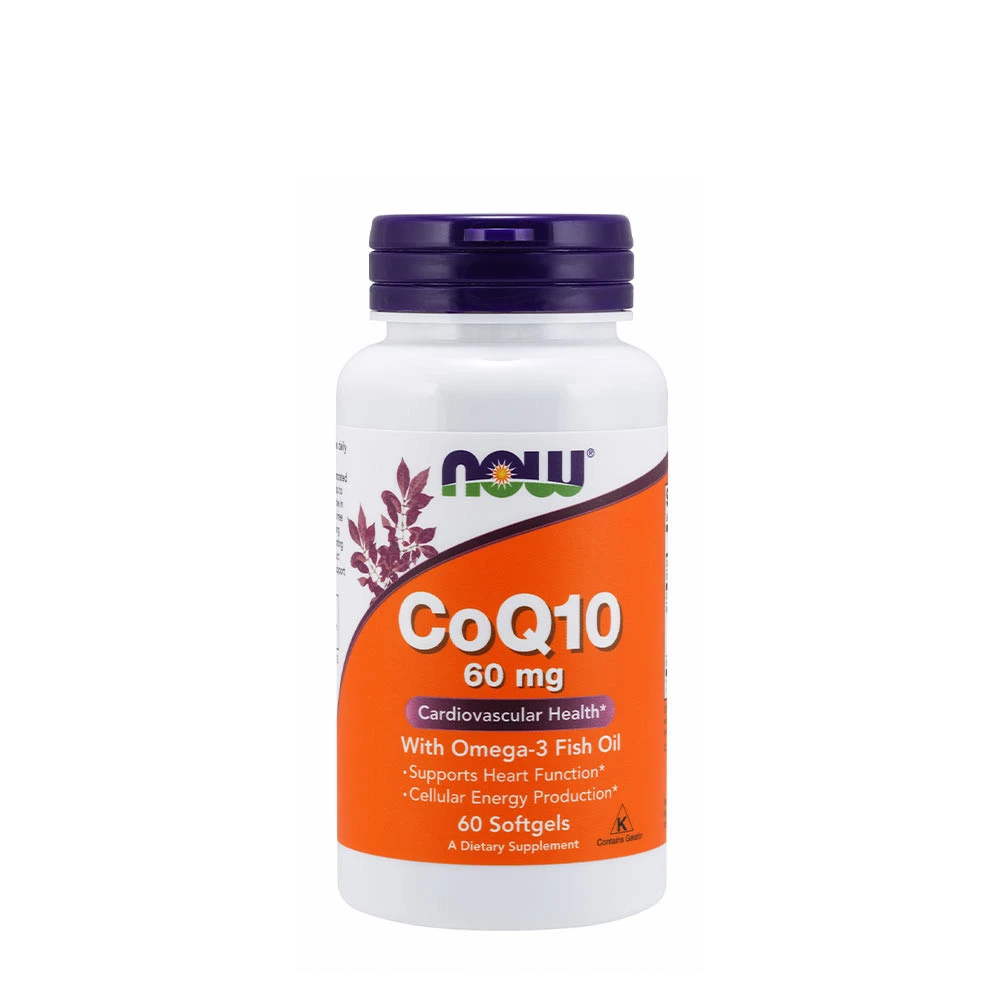 NOW Foods - Koenzym Q10 med Omega-3 60 mg per kapsel + 60 mjuka gelkapslar