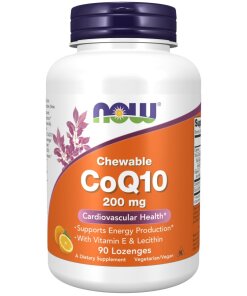 NOW Foods - Koenzym Q10 med lecitin och vitamin E 200 mg tuggtabletter + 90 st