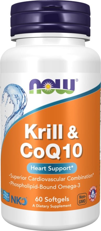 NOW Foods - Krillolja och CoQ10 + 60 mjuka gelkapslar