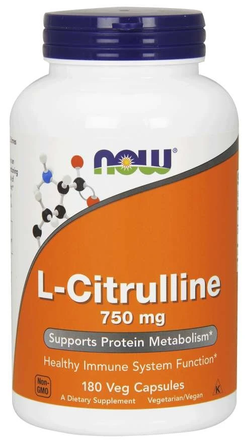 NOW Foods - L-citrullin 750 mg + 180 vegetabiliska kapslar