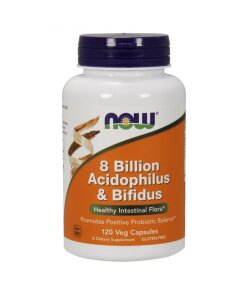 NOW Foods - Laktobacillus acidophilus och Bifidobakterier 8 miljarder + 120 Vcaps