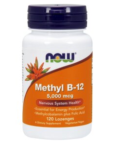 NOW Foods - Metylkobalamin med folsyra 5000 µg + 120 pastiller