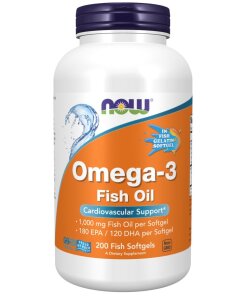 NOW Foods - Molekylärt destillerad Omega-3-fiskolja + 200 mjukgelkapslar