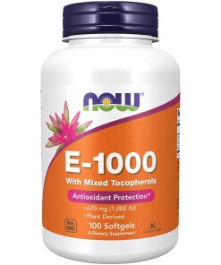 NOW Foods - Naturlig Vitamin E-1000 med blandade tokoferoler + 100 mjukgelkapslar