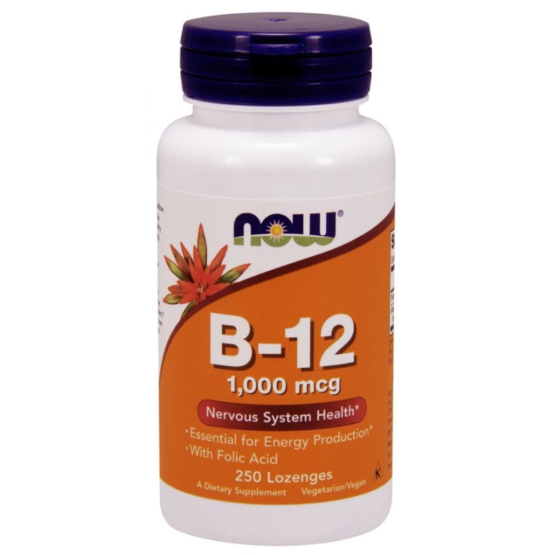 NOW Foods - Vitamin B-12 med folsyra 1000 µg + 250 pastiller