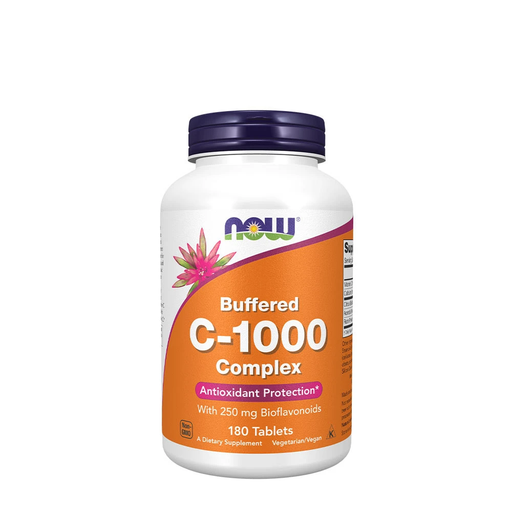 NOW Foods - Vitamin C-1000-komplex buffert med 250 mg bioflavonoider + 180 tabletter