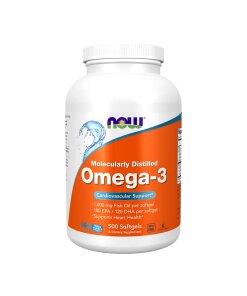 NOW - Molekylärt destillerad Omega-3-fiskolja + 500 mjukgelkapslar
