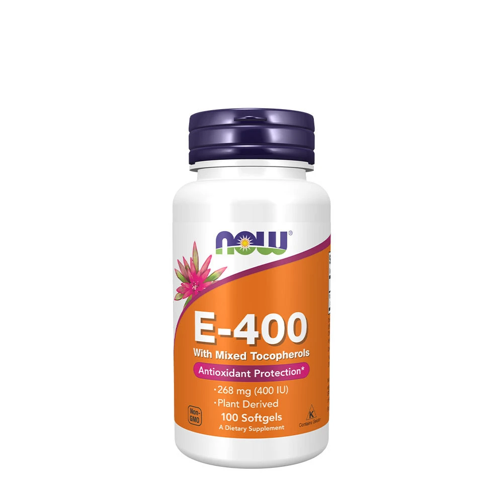 NOW - Naturlig Vitamin E-400 med blandade tokoferoler + 100 mjukgelkapslar