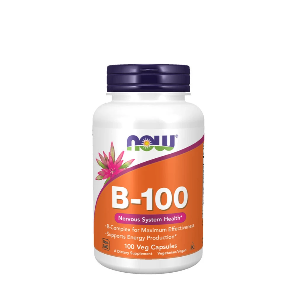 NOW - Vitamin B-100-komplex + 100 vegetabiliska kapslar