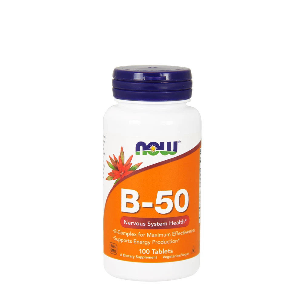 NOW - Vitamin B-50-komplex + 100 tabletter