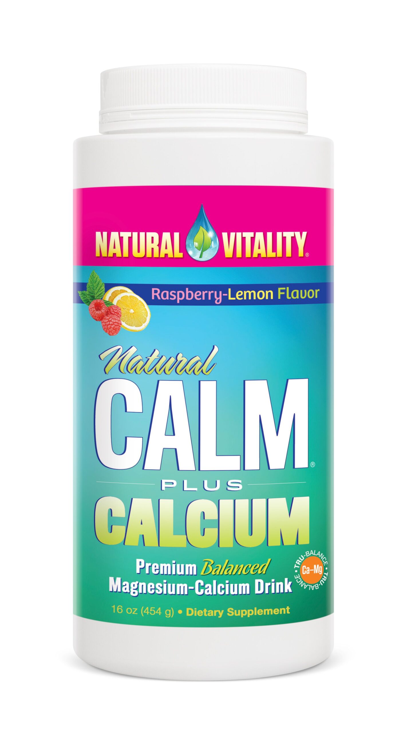 Natural Vitality - Natural Calm Plus kalcium hallon-citron-smak + 454 g