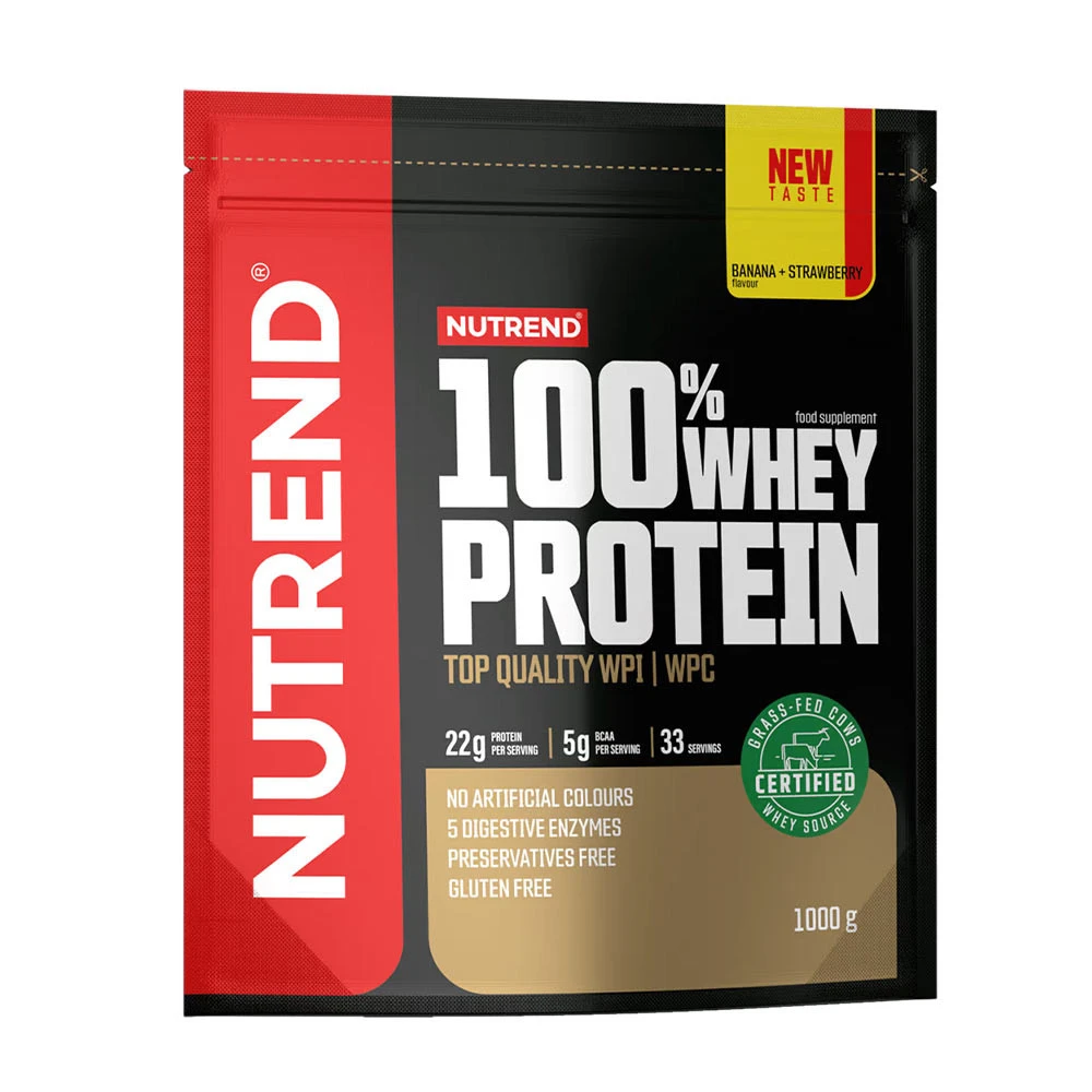 Nutrend - 100% vassleprotein banan och jordgubbar + 1000 g