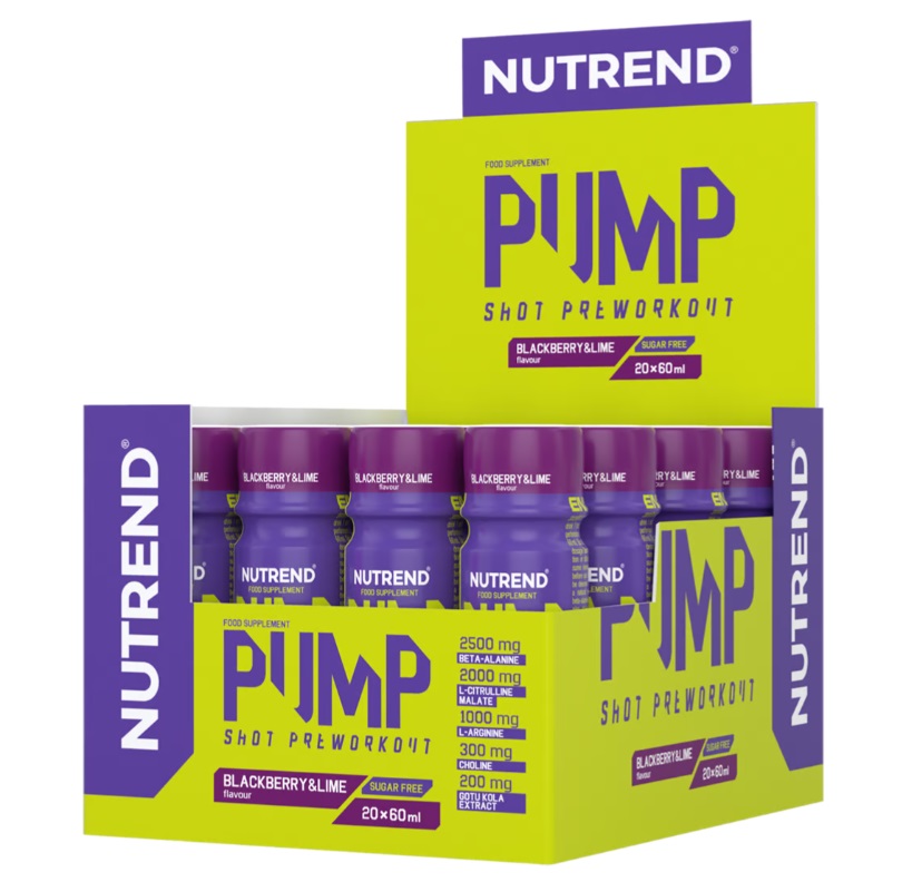 Nutrend - Pump Företräningsshot Björnbär och Lime + 20 x 60 ml