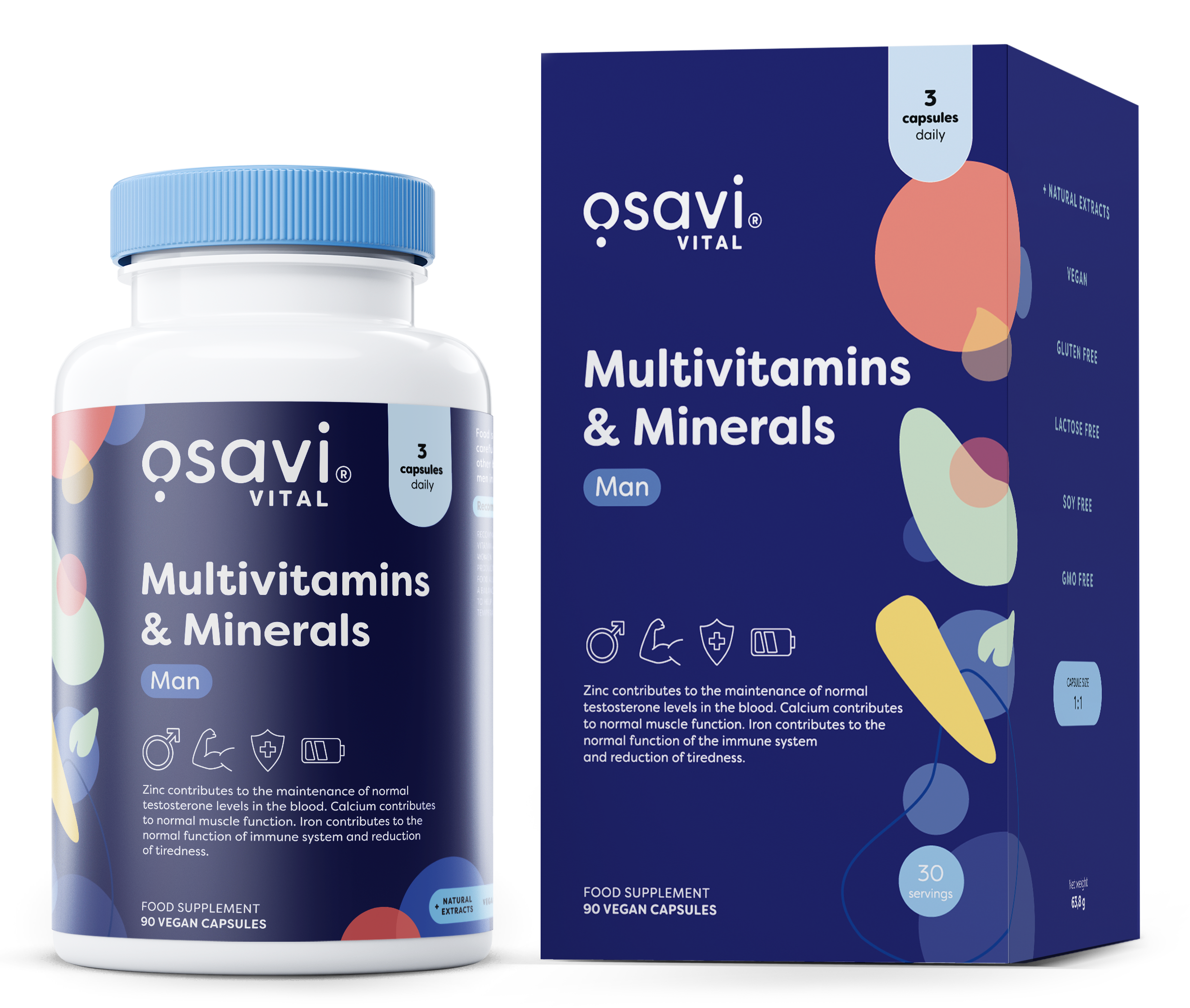 Osavi - Multivitaminer och mineraler för män veganska kapslar + 90 kapslar