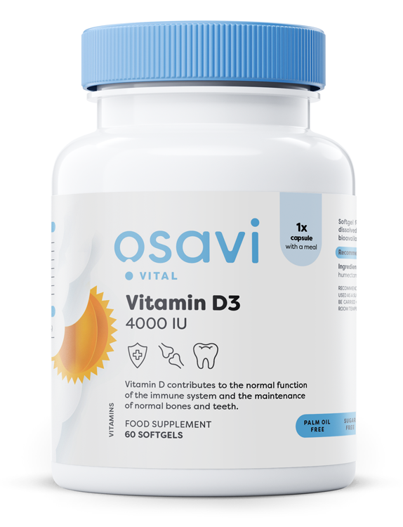 Osavi - Vitamin D3 4000 IE mjuka gelkapslar + 60 kapslar