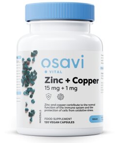 Osavi - zink + koppar 15 mg + 1 mg + 120 vegan-kapslar