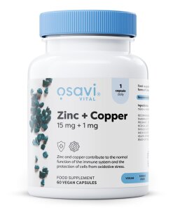 Osavi - zink + koppar 15 mg + 1 mg + 60 veganska kapslar