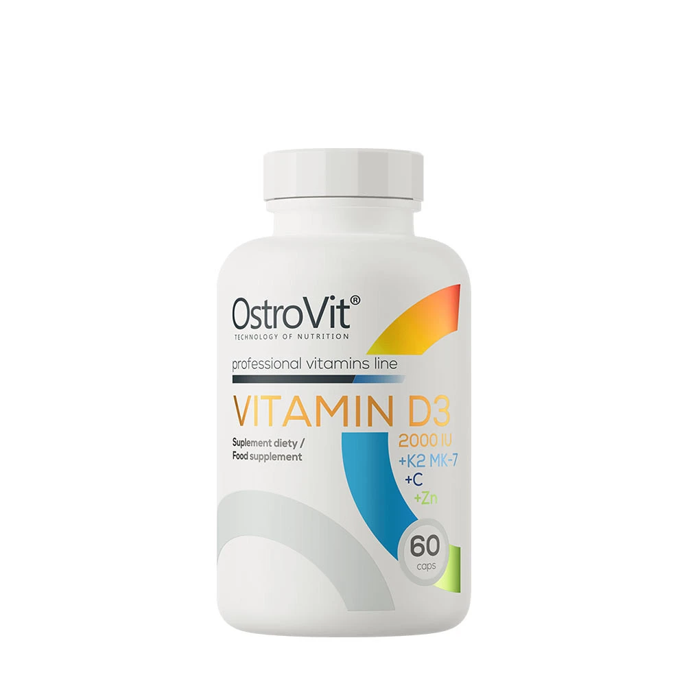 OstroVit - D3-vitamin 2000 IE + K2 MK-7 + C-vitamin + Zink + 60 kapslar