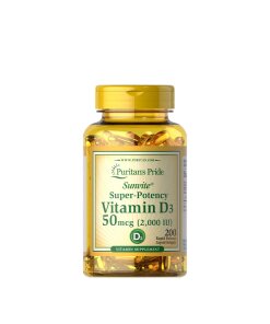 Puritan's Pride - D3-vitamin 2000 IE + 200 mjukgelkapslar