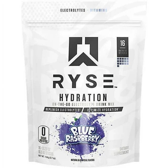 RYSE - Blå hallonsmak vätskeersättningspinnar + 16 x 6