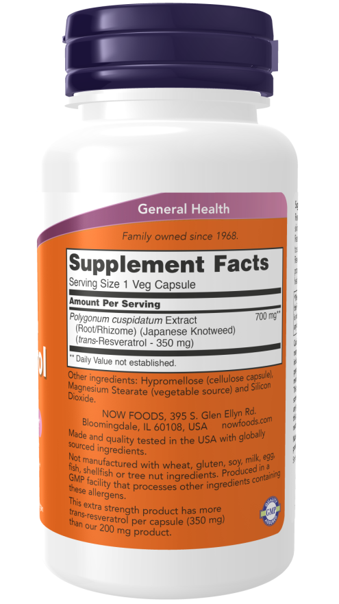 NU Foods - Resveratrol Extra Sterkte 350 mg, 60 capsules - Afbeelding 2