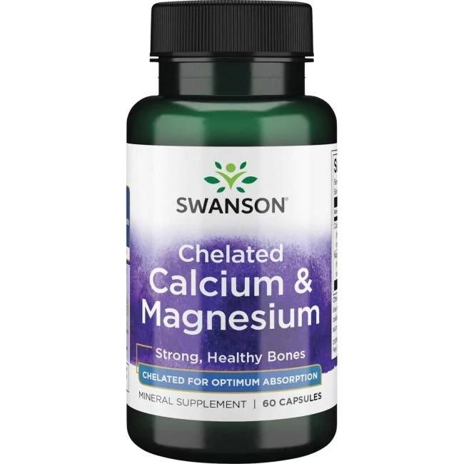 Swanson - Albion chelaterat kalcium och magnesium + 60 kapslar