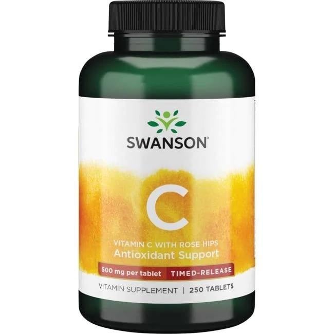 Swanson - Tidsfrisättande C-vitamin med nypon + 500 mg - 250 tabletter